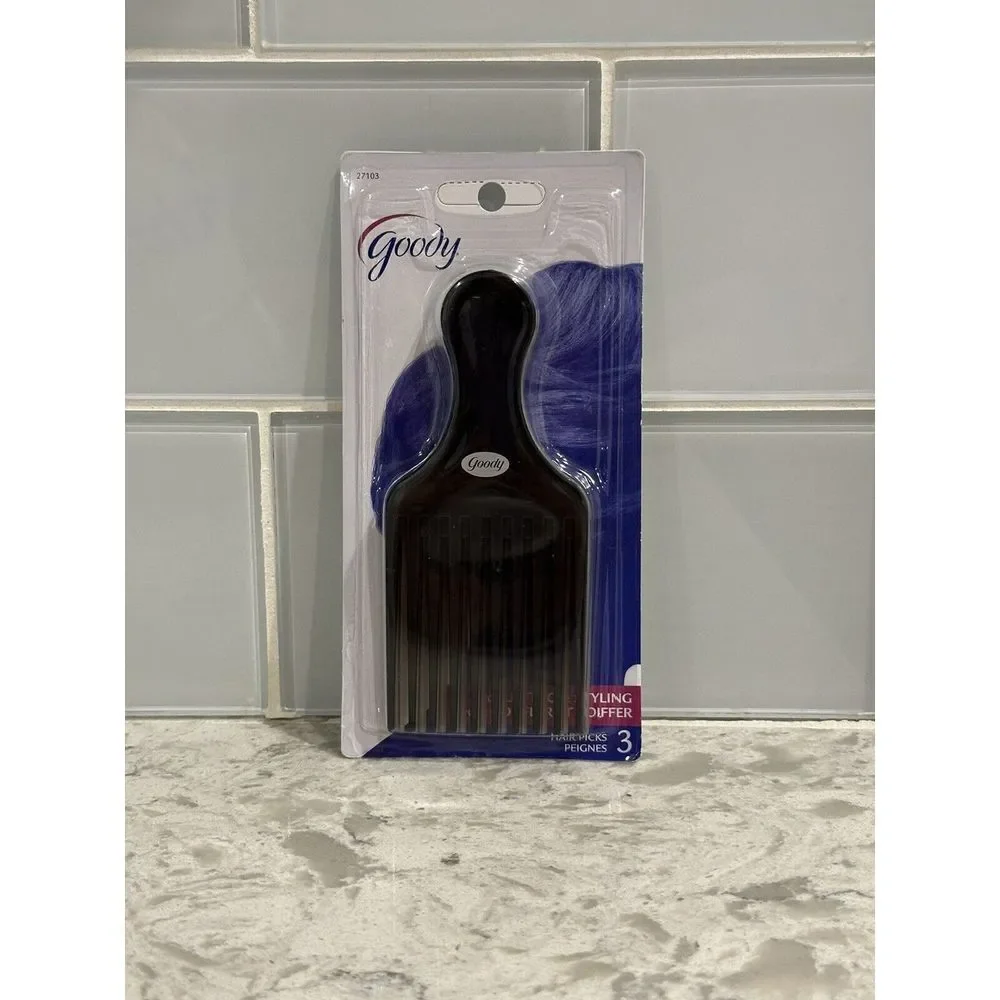 GOODY Hair Lift‎ Picks Pack Of 3 NEW NOS from 2009 (1)black (1)silver (1)gray